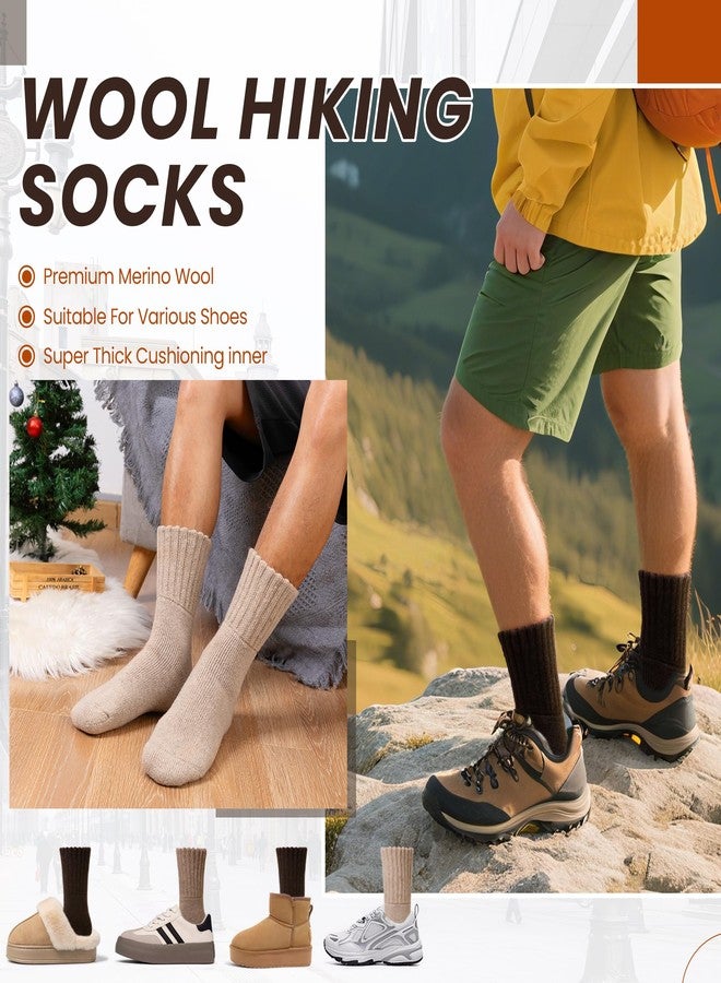 Eyean Merino Wool Socks Thermal Winter Ski Warm Thick Cozy Boot Hiking Socks for Women Men 3 Pairs (Brown,Medium) - Image 5